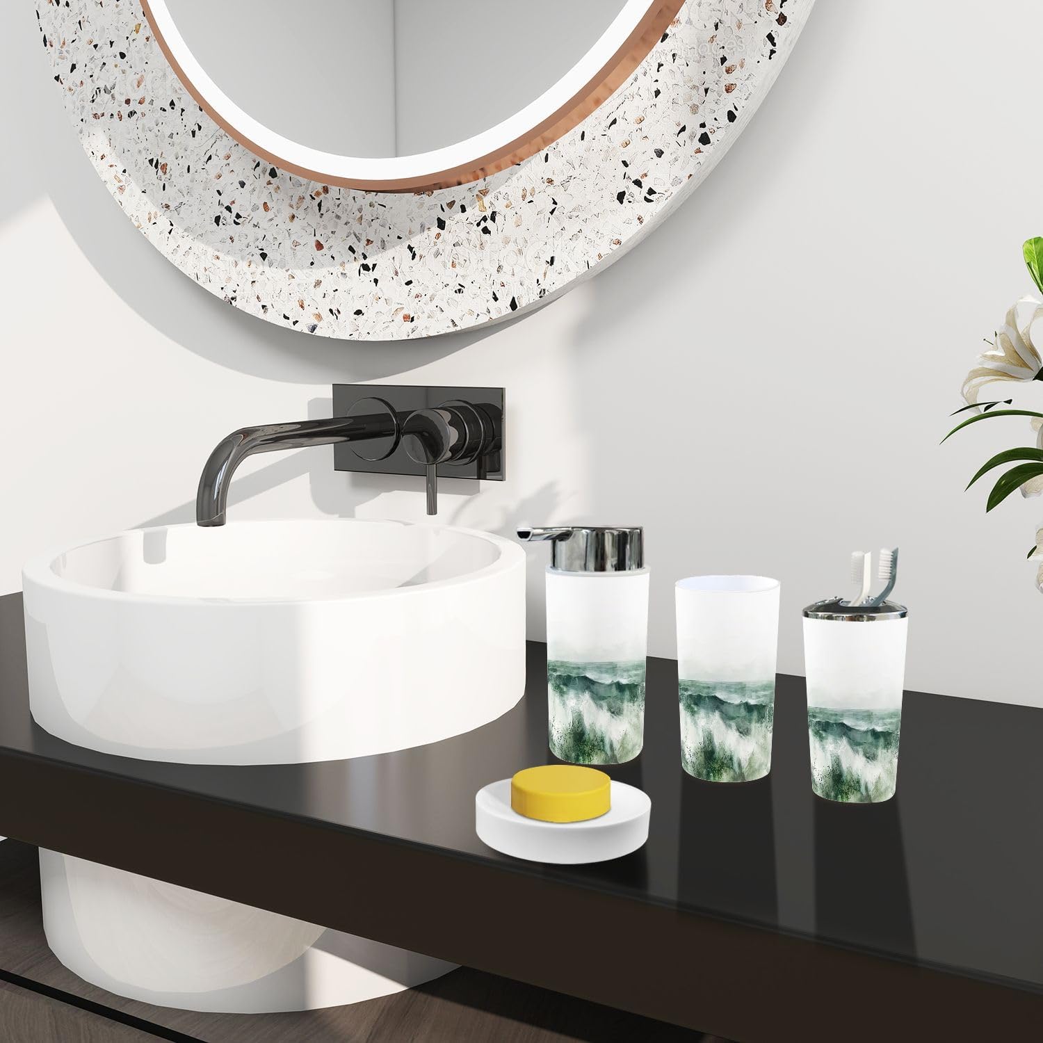 Boho Minimalist Bathroom Accessory Set 6 Pieces