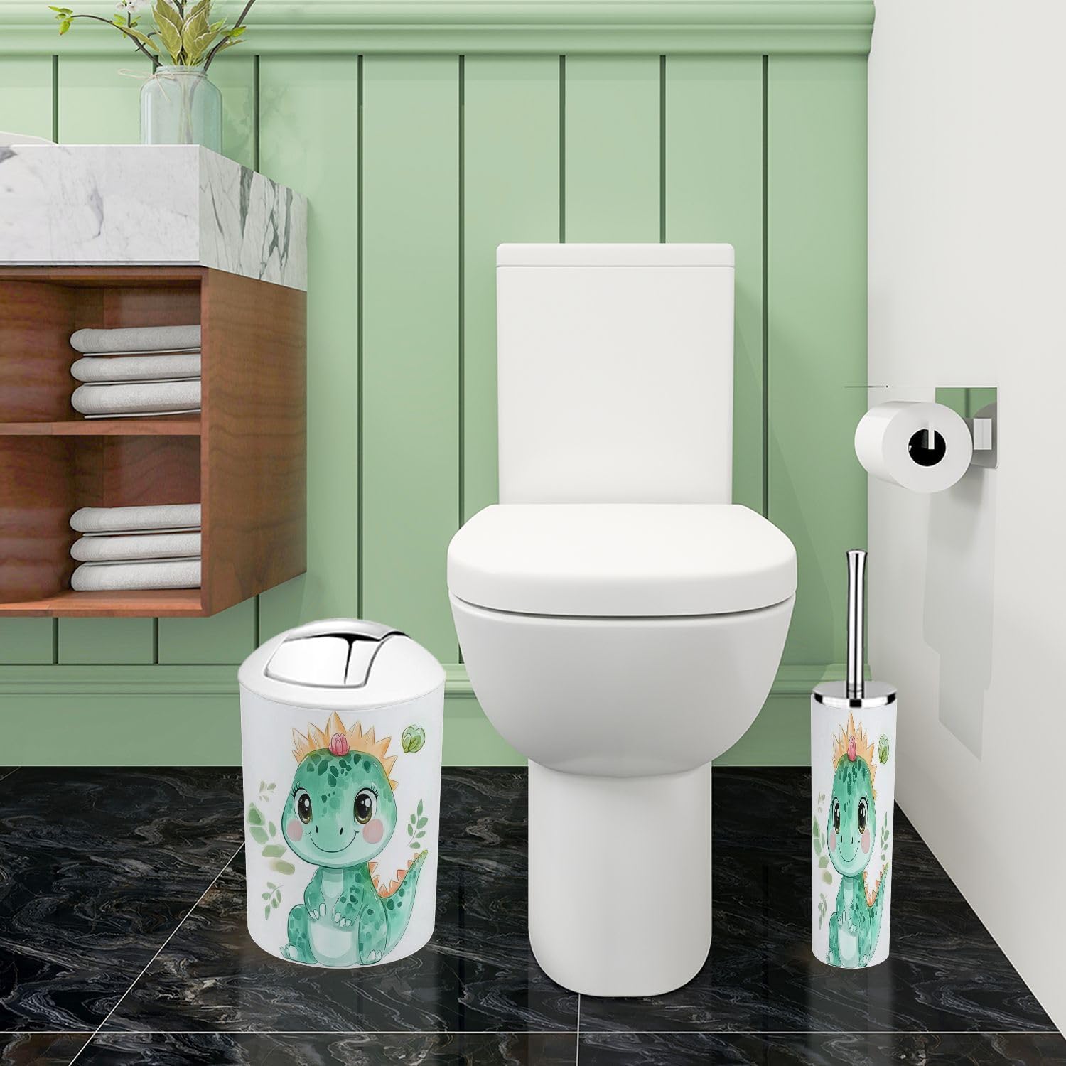 Boho Dinosaur Bathroom Accessory Set 6 Piece
