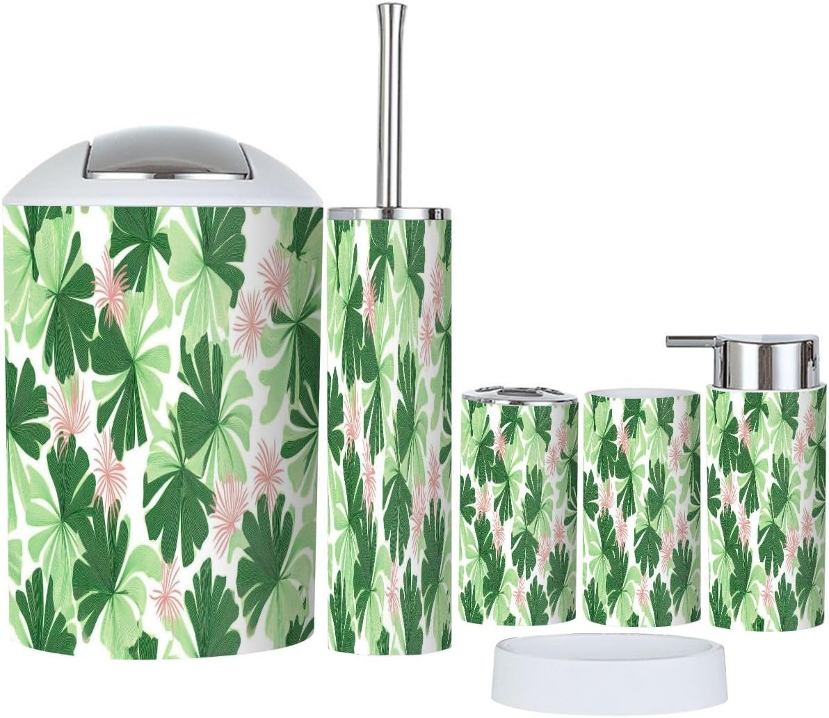 Boho Tropical Bathroom Accessory Set 6 Piece
