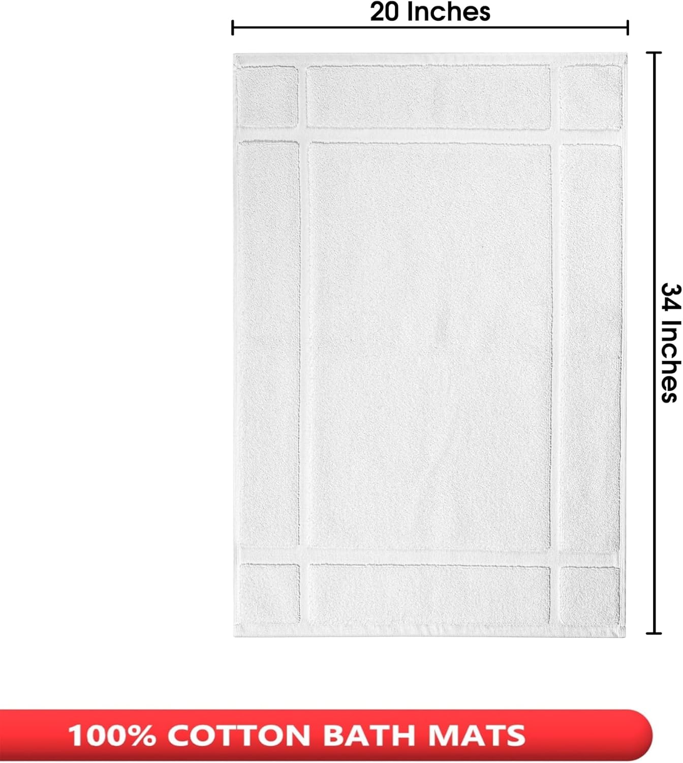 Ample Decor 2 Pack Cotton Bath Mats 34x20 White