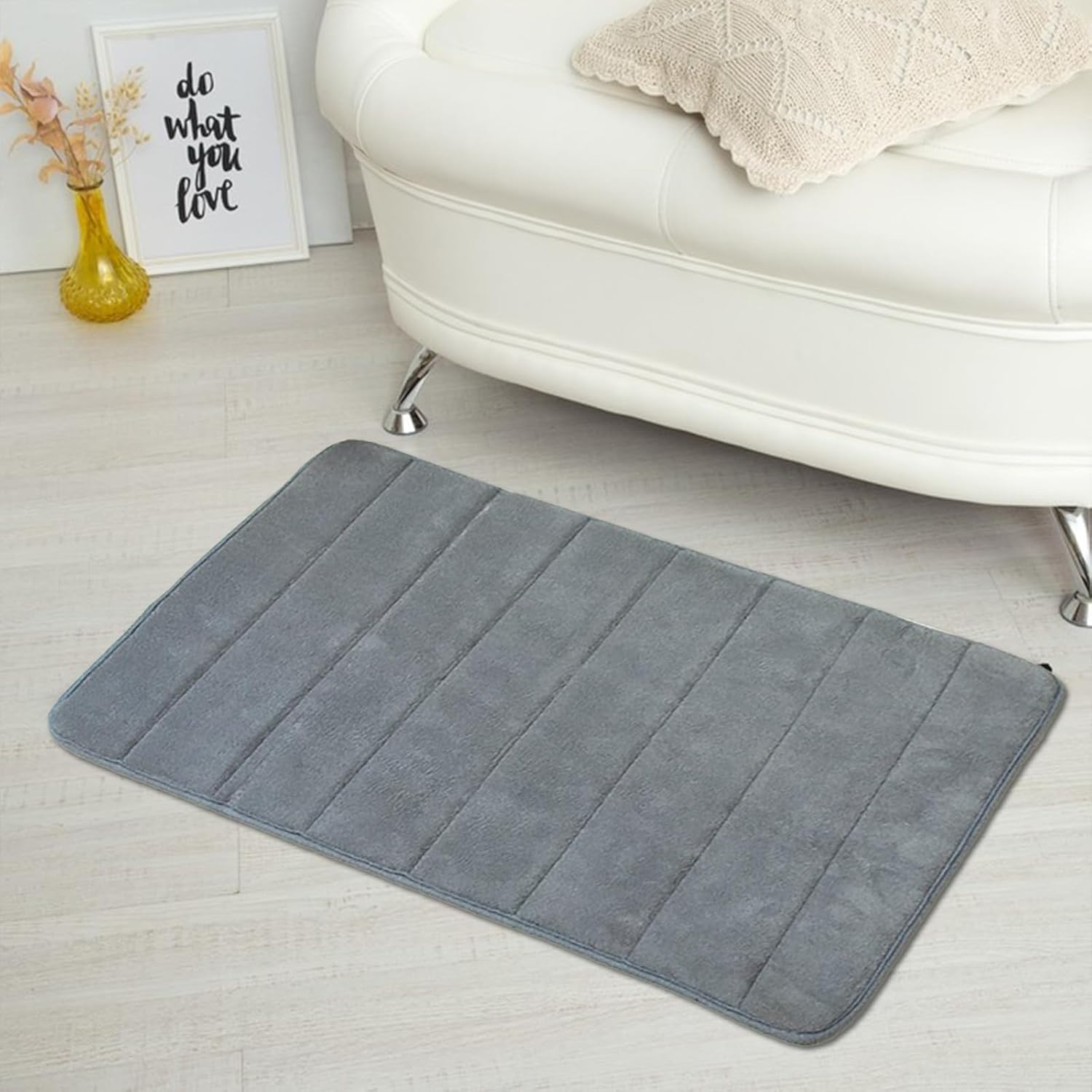 Memory Foam Bath Mat with Velvet Feel Grey