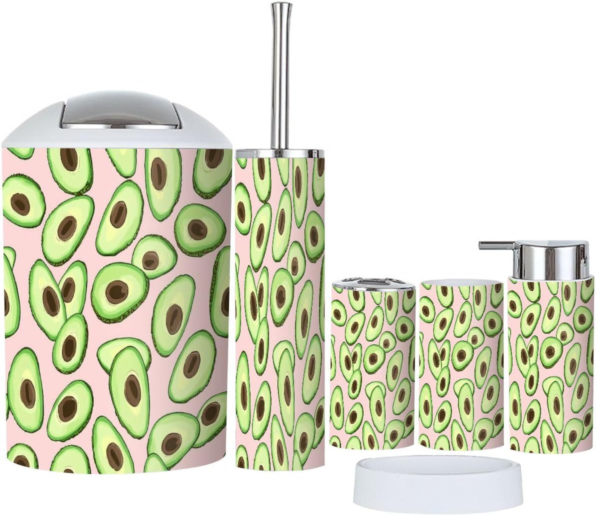 Boho Avocado Bathroom Accessories Set 6 Piece