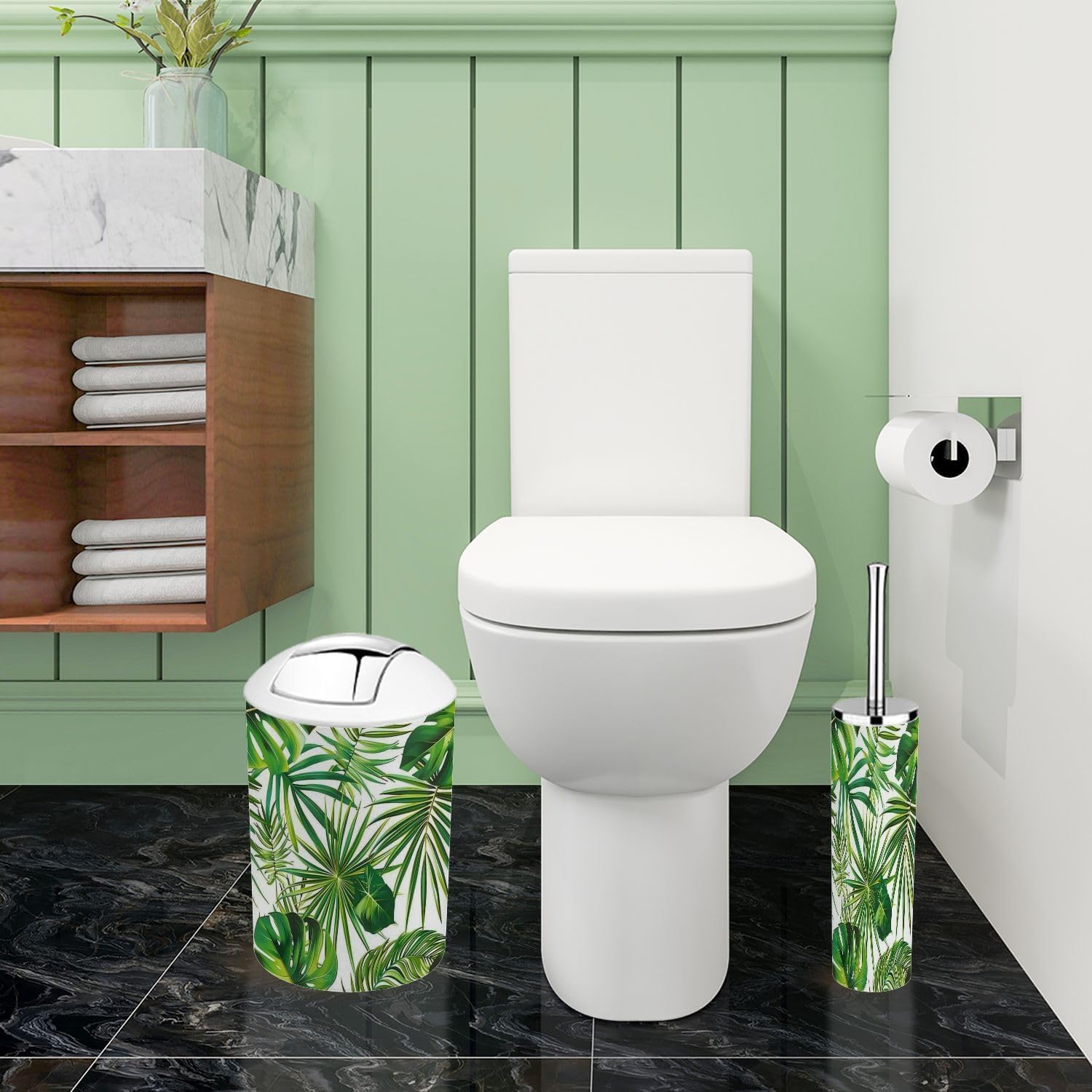 Boho Tropical Bathroom Accessory Set 6 Piece 1