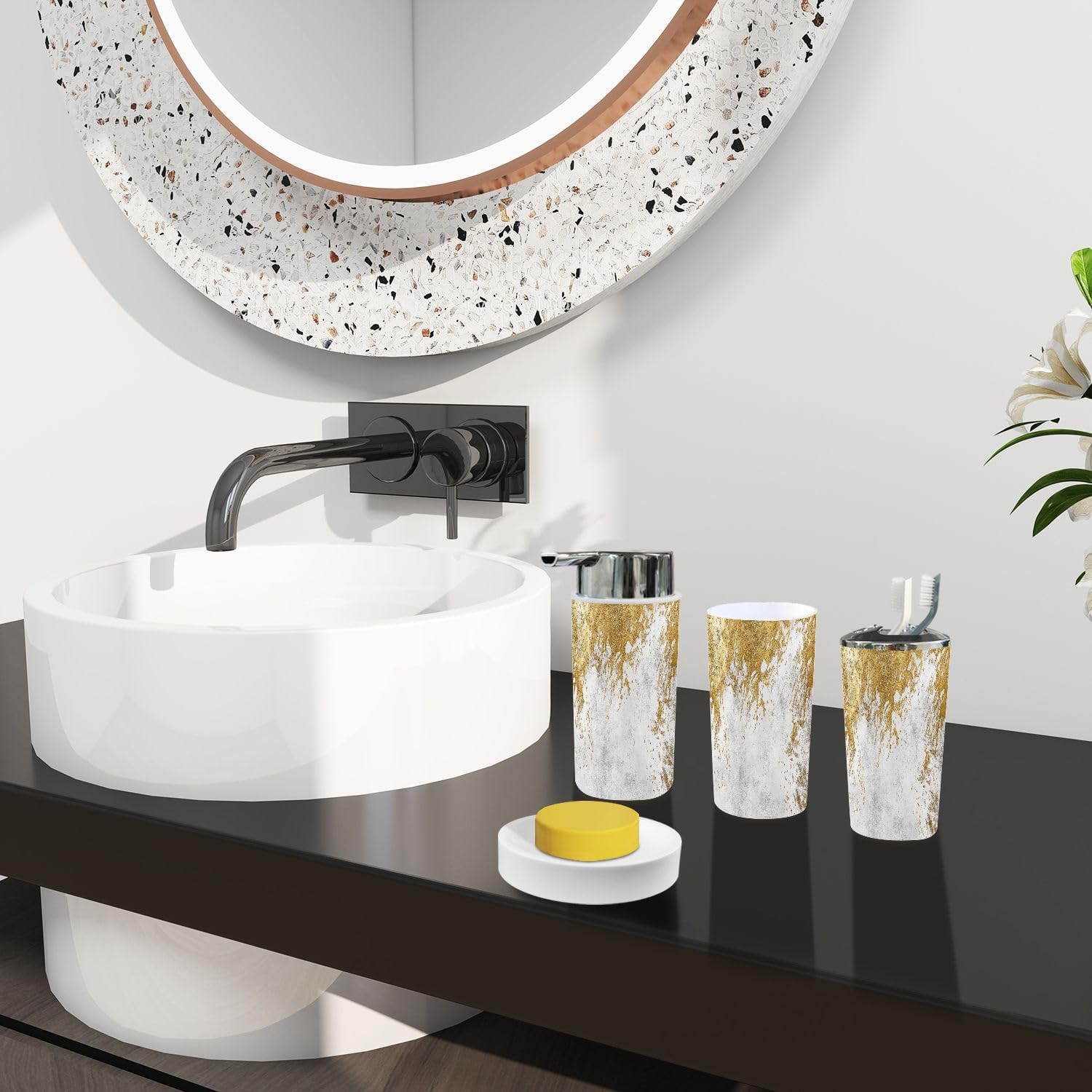 Boho Minimalist Bathroom Accessory Set 6 Piece