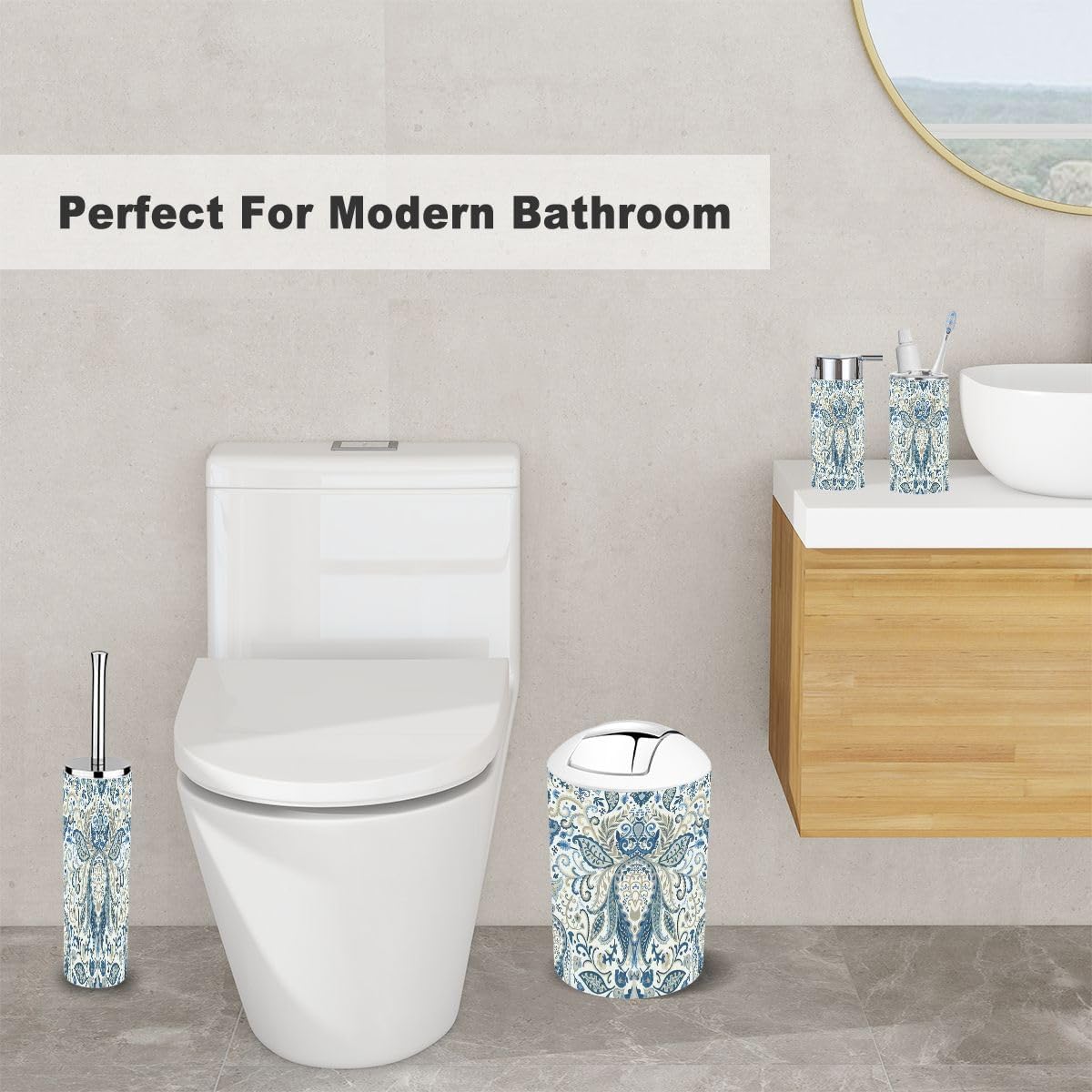 6-Piece Floral Bathroom Accessory Set