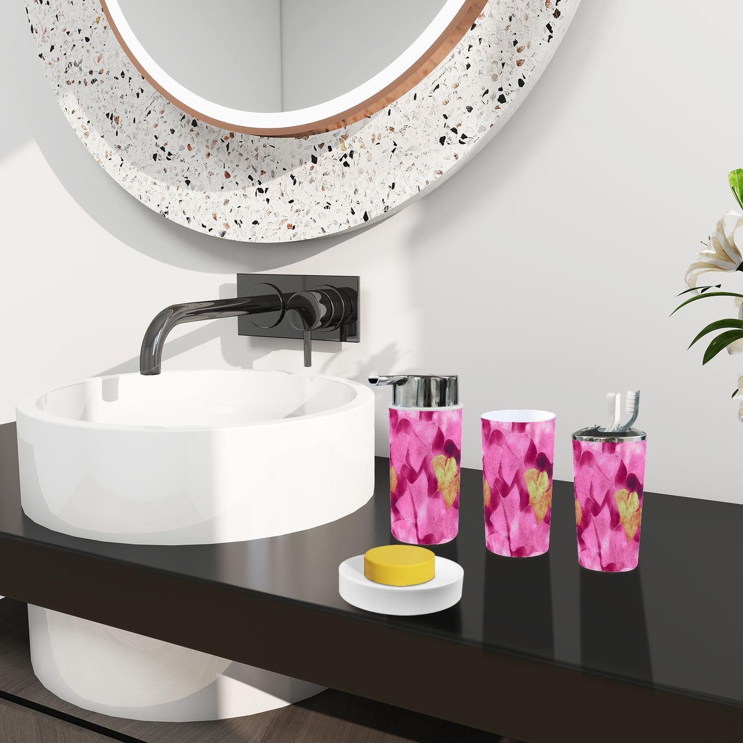 Boho Ginkgo Biloba Bathroom Accessory Set 6 Piece