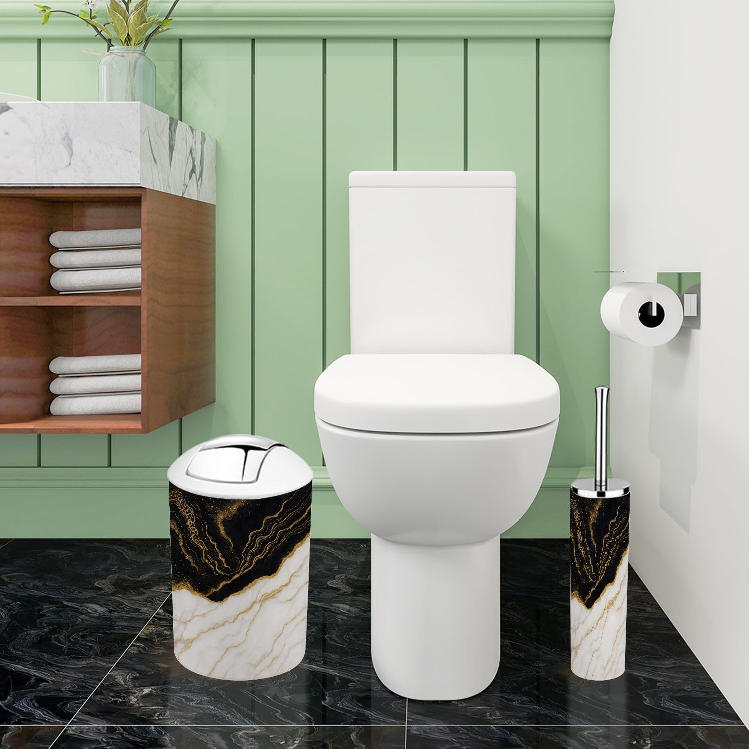 Boho Marble Bathroom Accessory Set 6 Piece 1