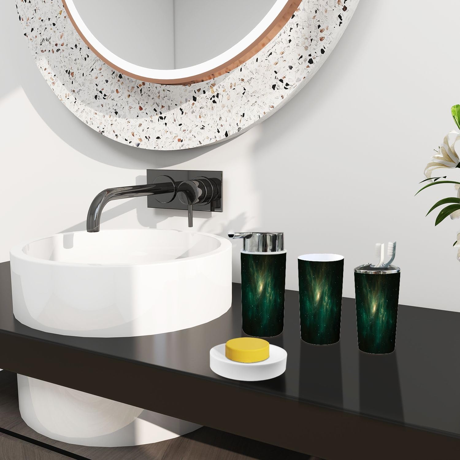 Boho Style Bathroom Accessory Set 6 Piece 1