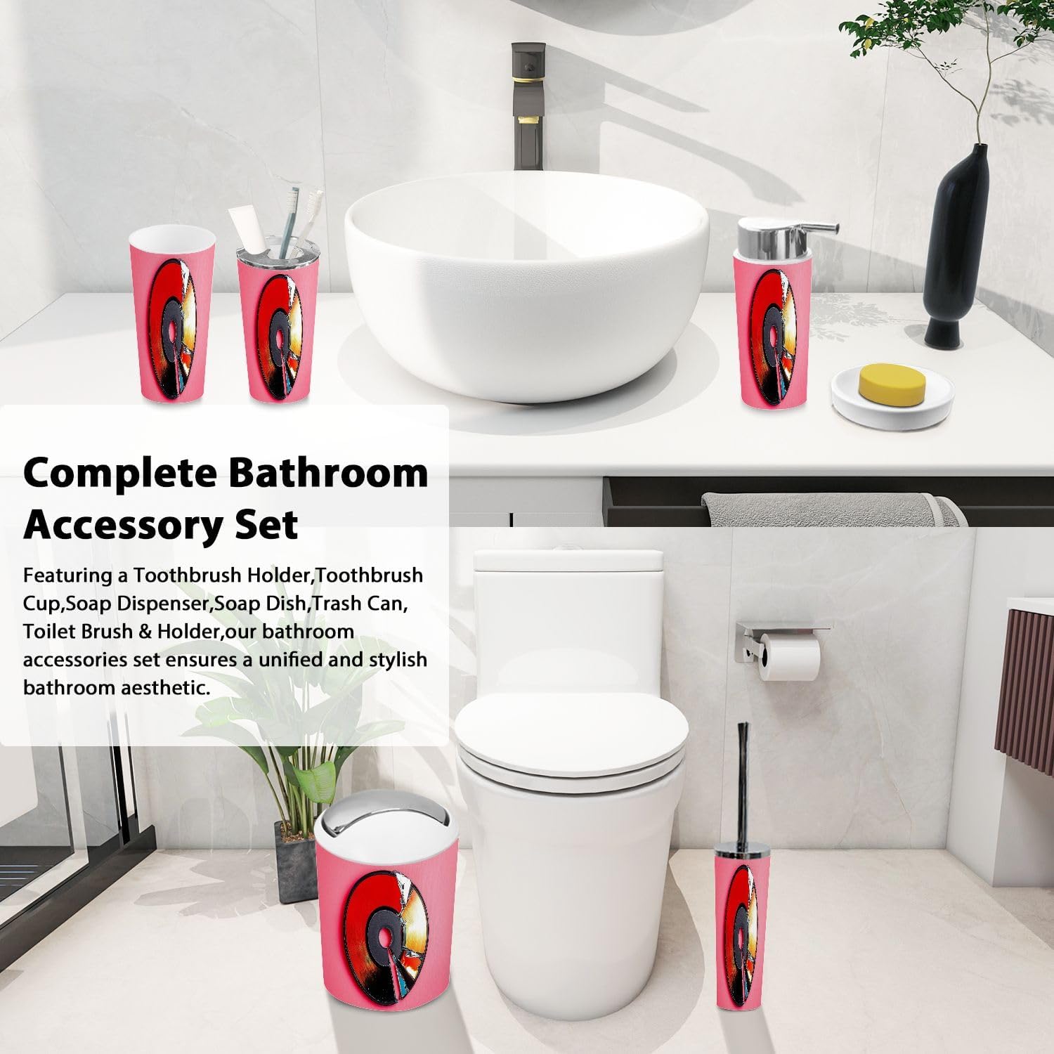 Boho 6 Piece Bathroom Accessory Set 1