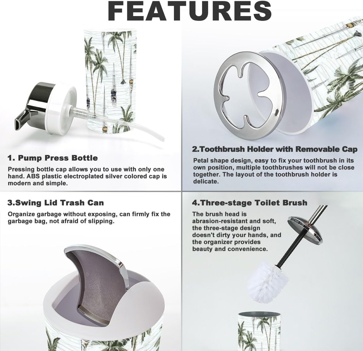 Coconut Palm Bathroom Accessory Set 6 Piece