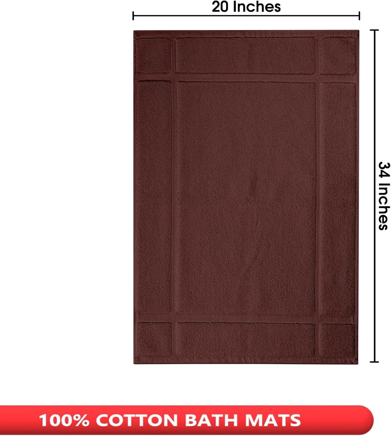 Ample Decor Cotton Bath Mats 2 Pack - Brown