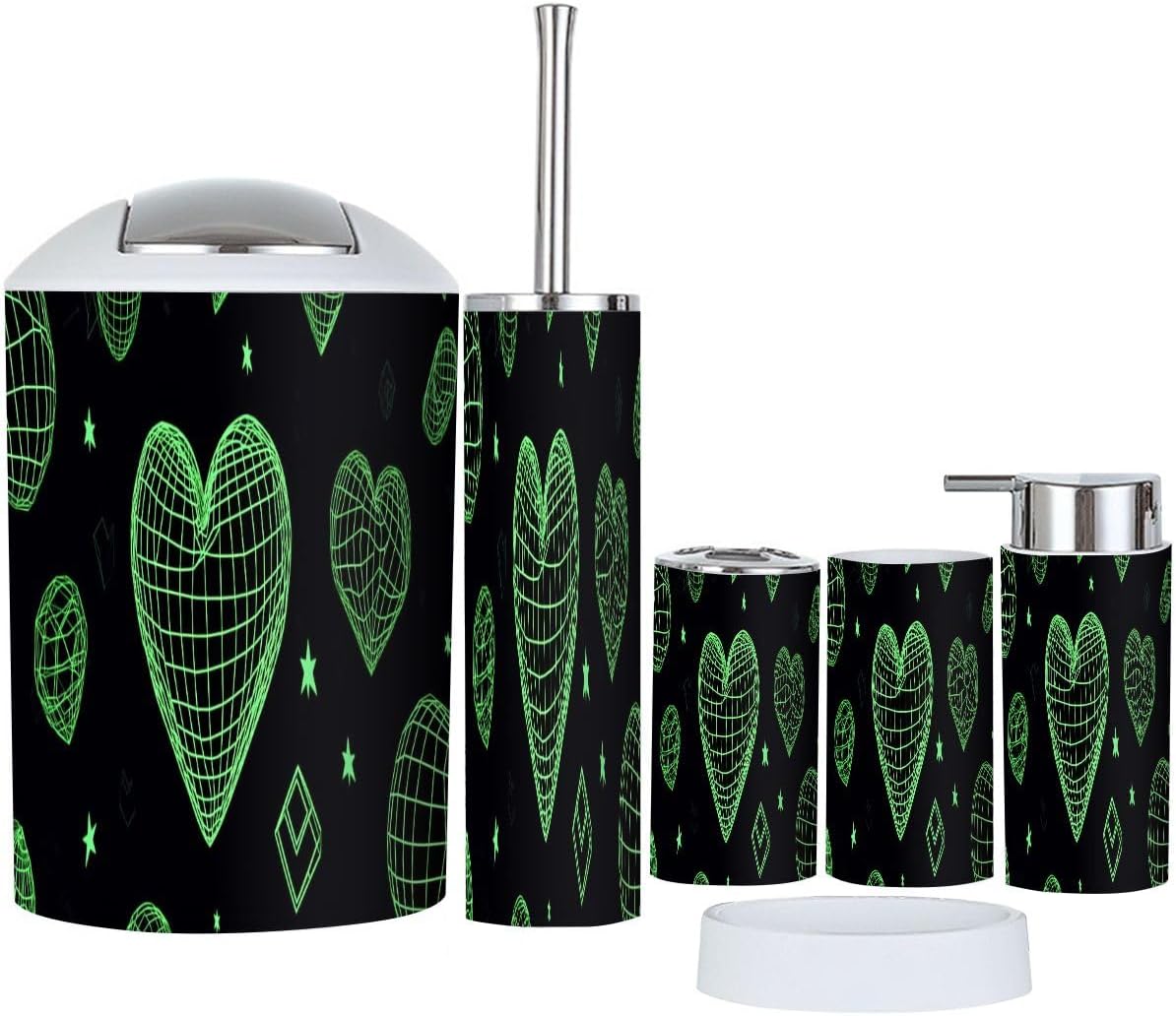 Boho Bathroom Accessory Set with 3D Geometric Design