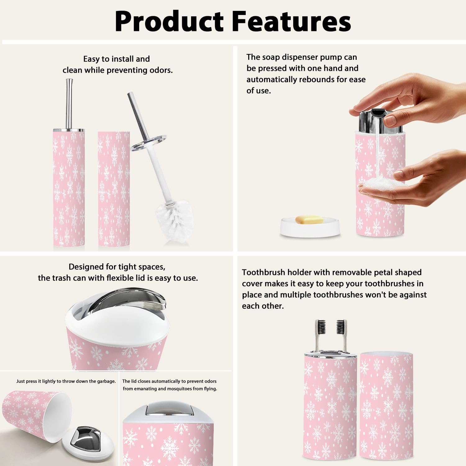 Boho Winter Bathroom Accessory Set 6 Piece
