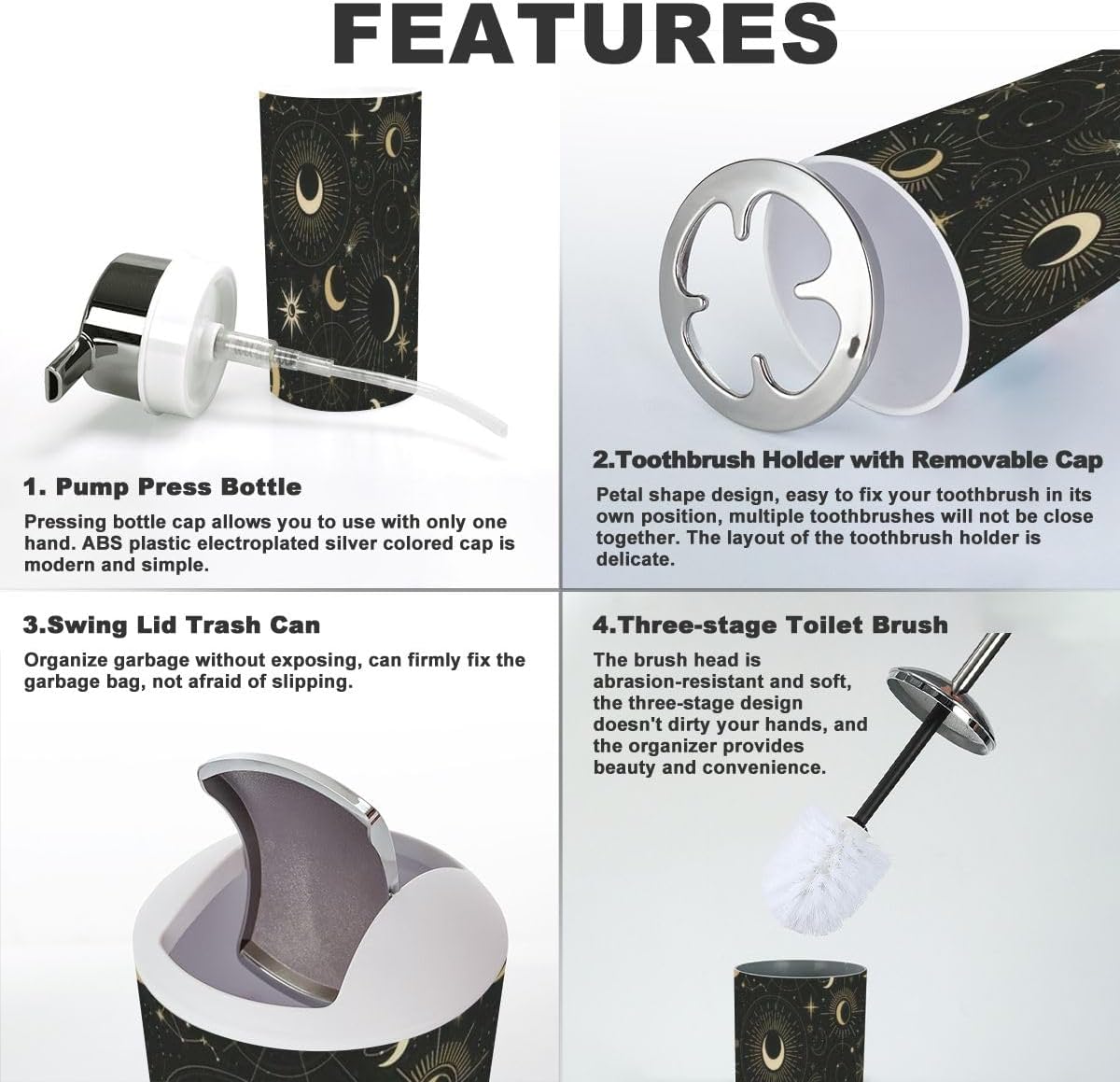 Magic Sun Constellations Bathroom Accessory Set 6 Piece