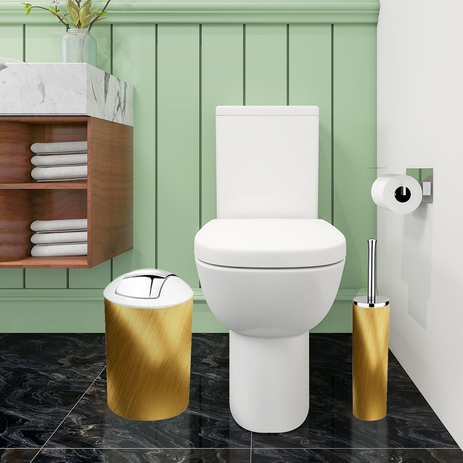 Boho Gold Texture 6-Piece Bathroom Accessory Set