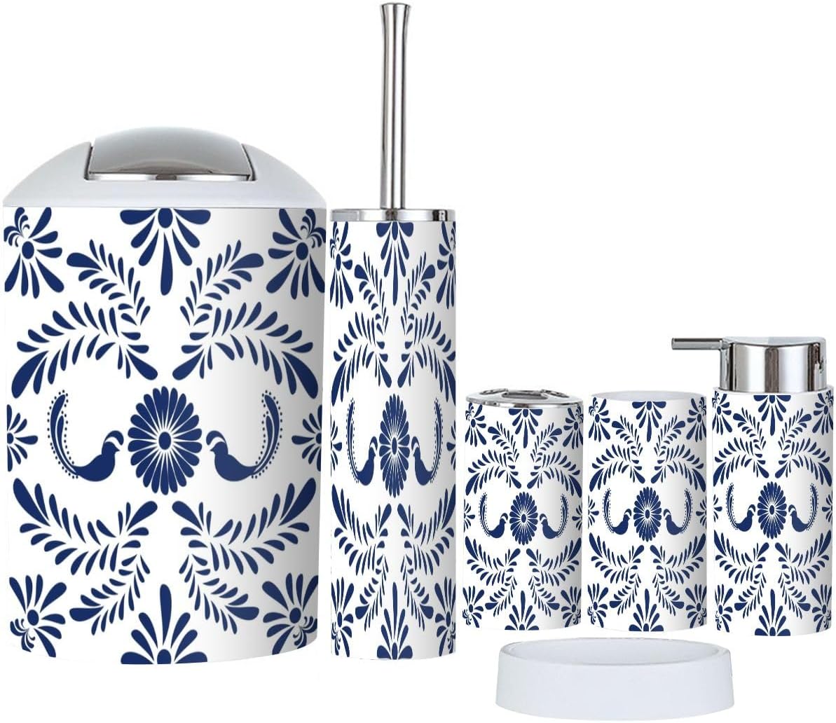 6 Piece Mexican Talavera Mosaic Bathroom Accessories Set