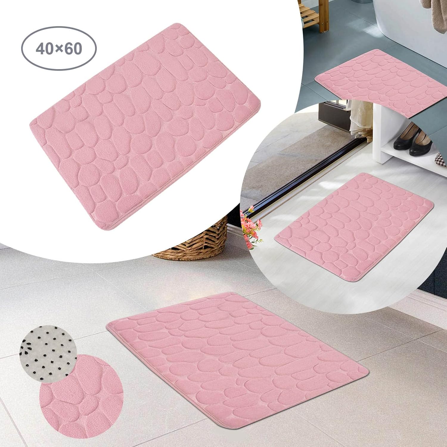 Memory Foam Bathroom Mats with Non-Slip Backing