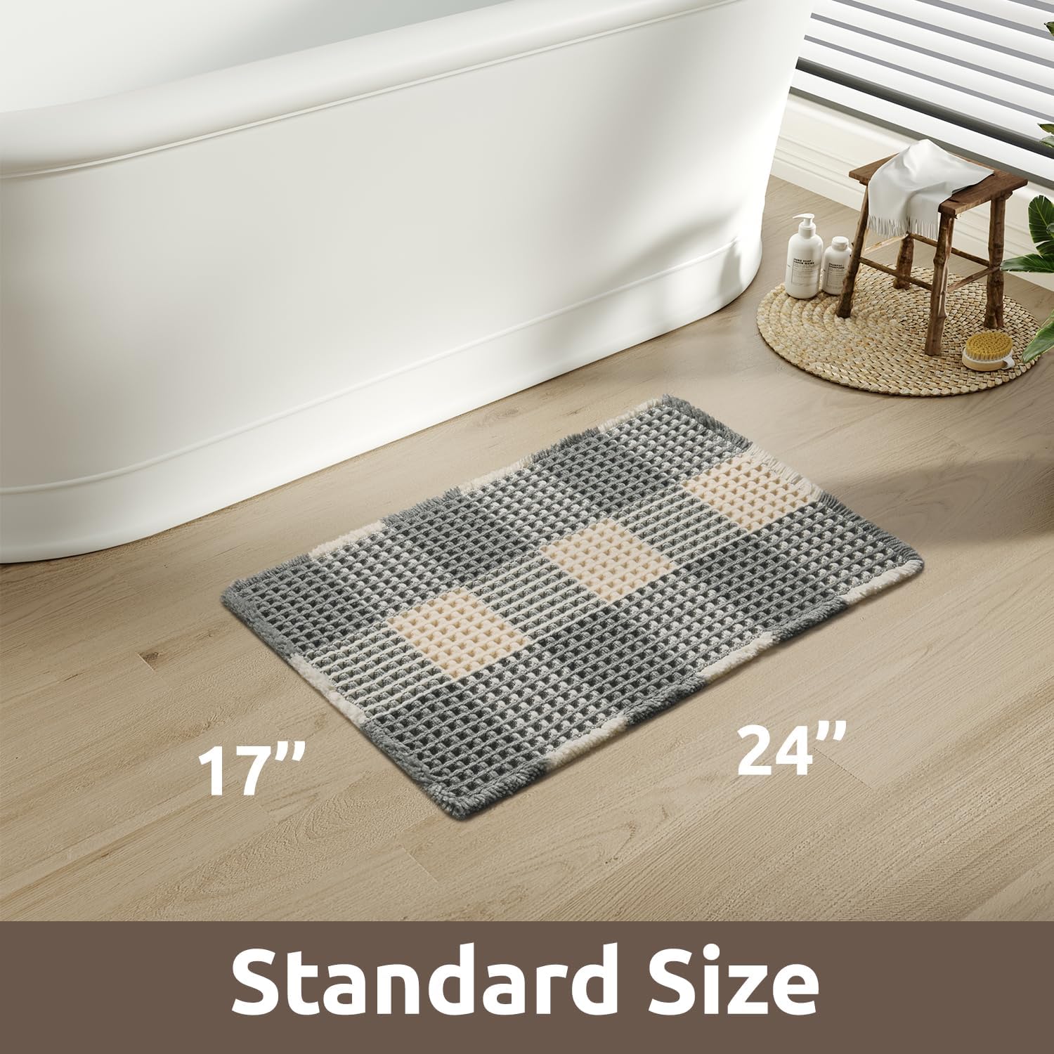 AMOAMI Waffle Bath Mat 17 x 24
