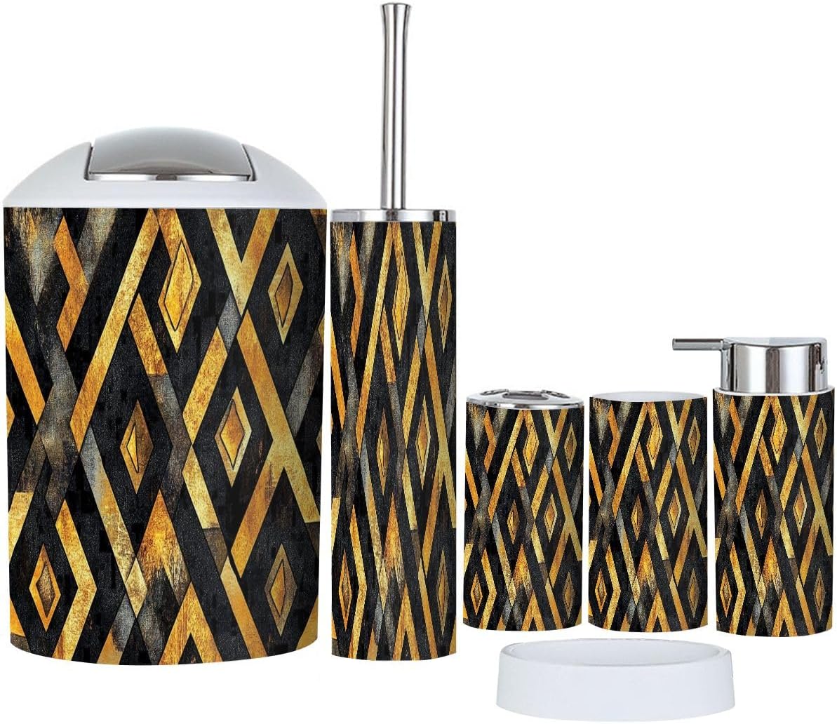 Boho Earth Tone Bathroom Accessory Set 6 Piece