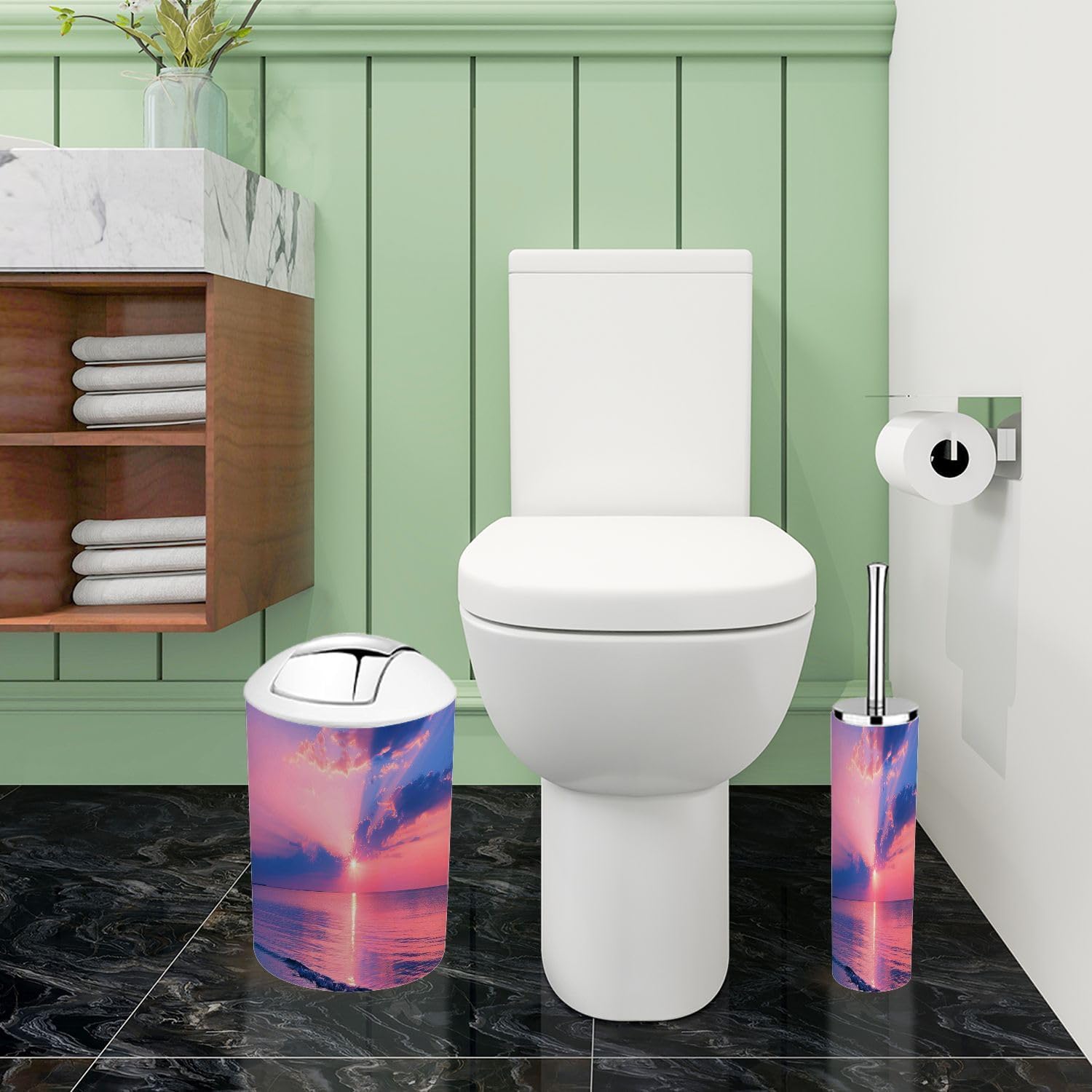 Boho Pink Bathroom Accessory Set 6 Piece 1