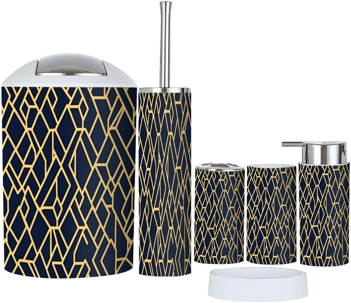 Bathroom Accessory Set 6 Piece Modern Boho Design