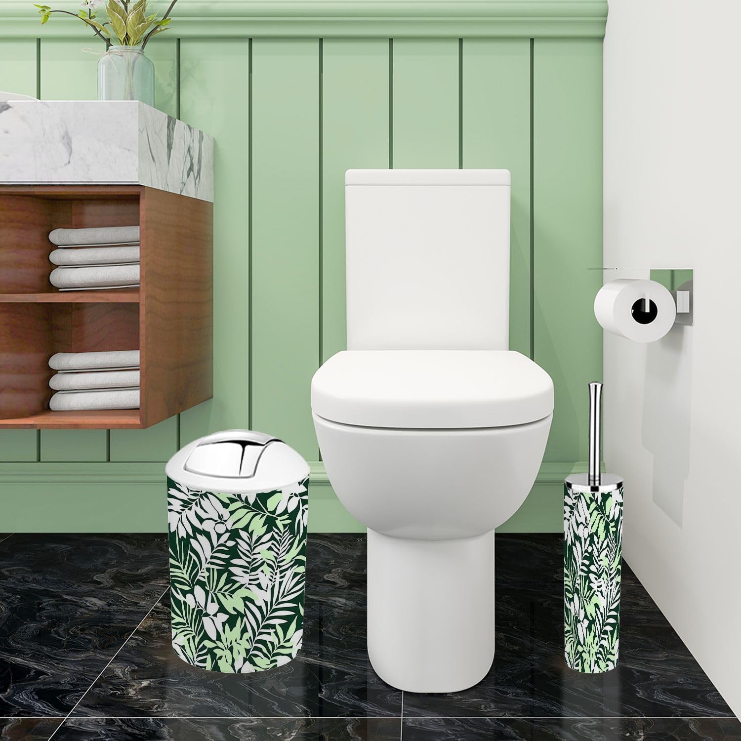 Boho Tropical Plant Bathroom Accessory Set of 6
