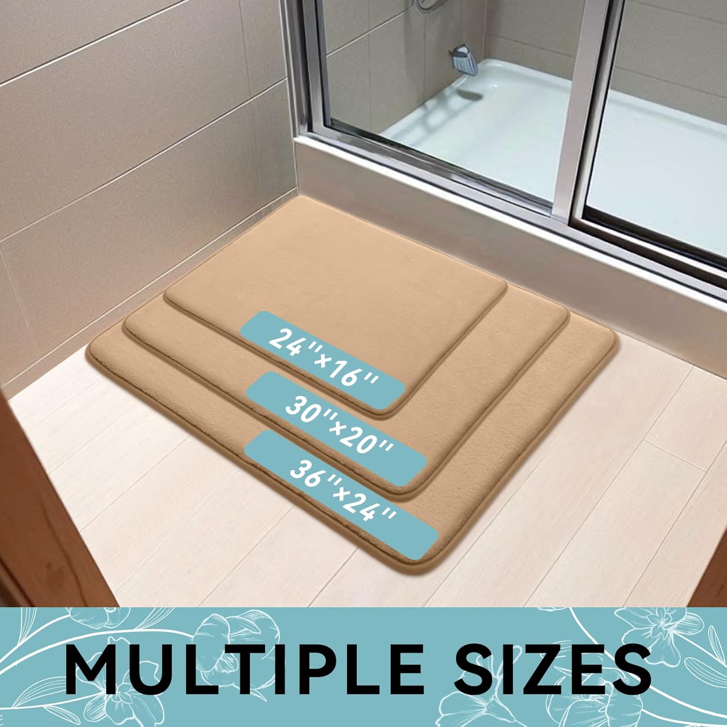 Smiry Memory Foam Bath Mat 47x20 - Non Slip Absorbent Washable