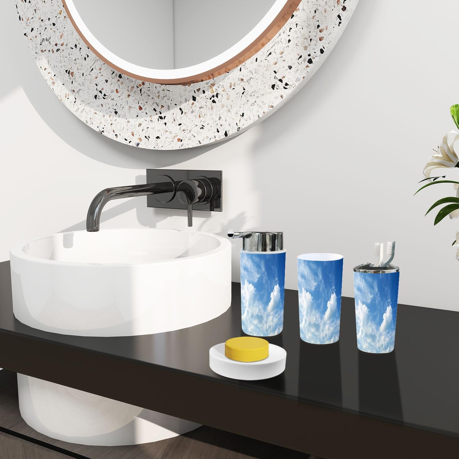 Boho Clouds 6 Piece Bathroom Accessory Set