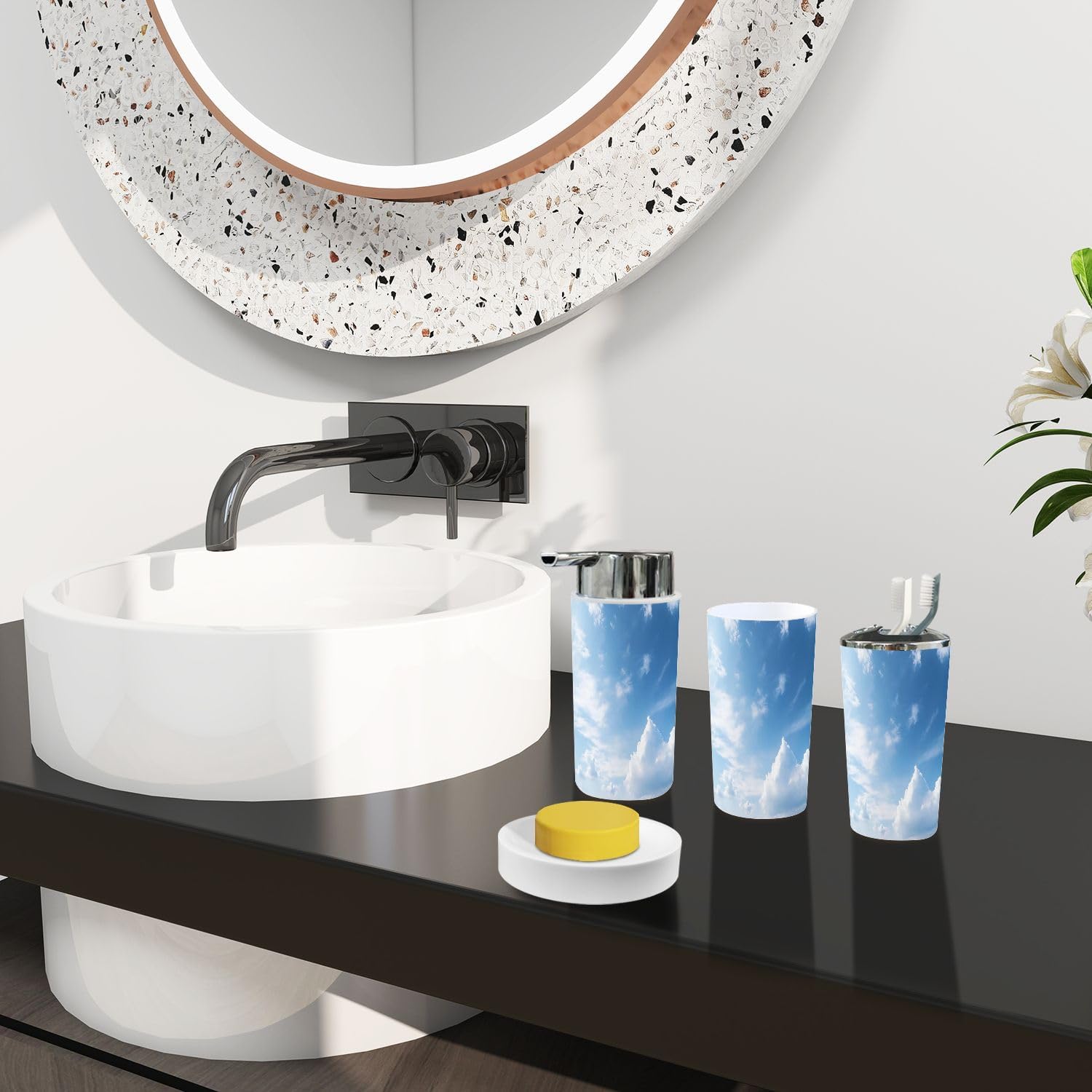 Boho White Bathroom Accessories Set 6 Piece