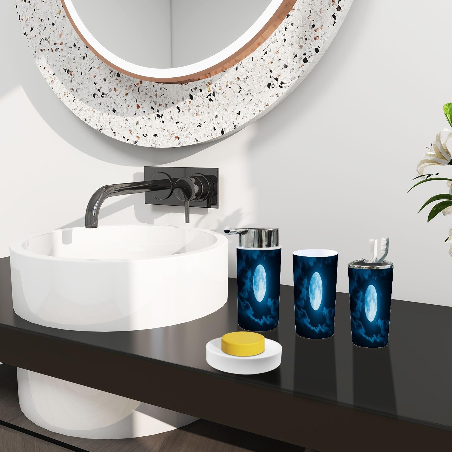 Boho Nighttime Sky Bathroom Accessory Set 6 Piece