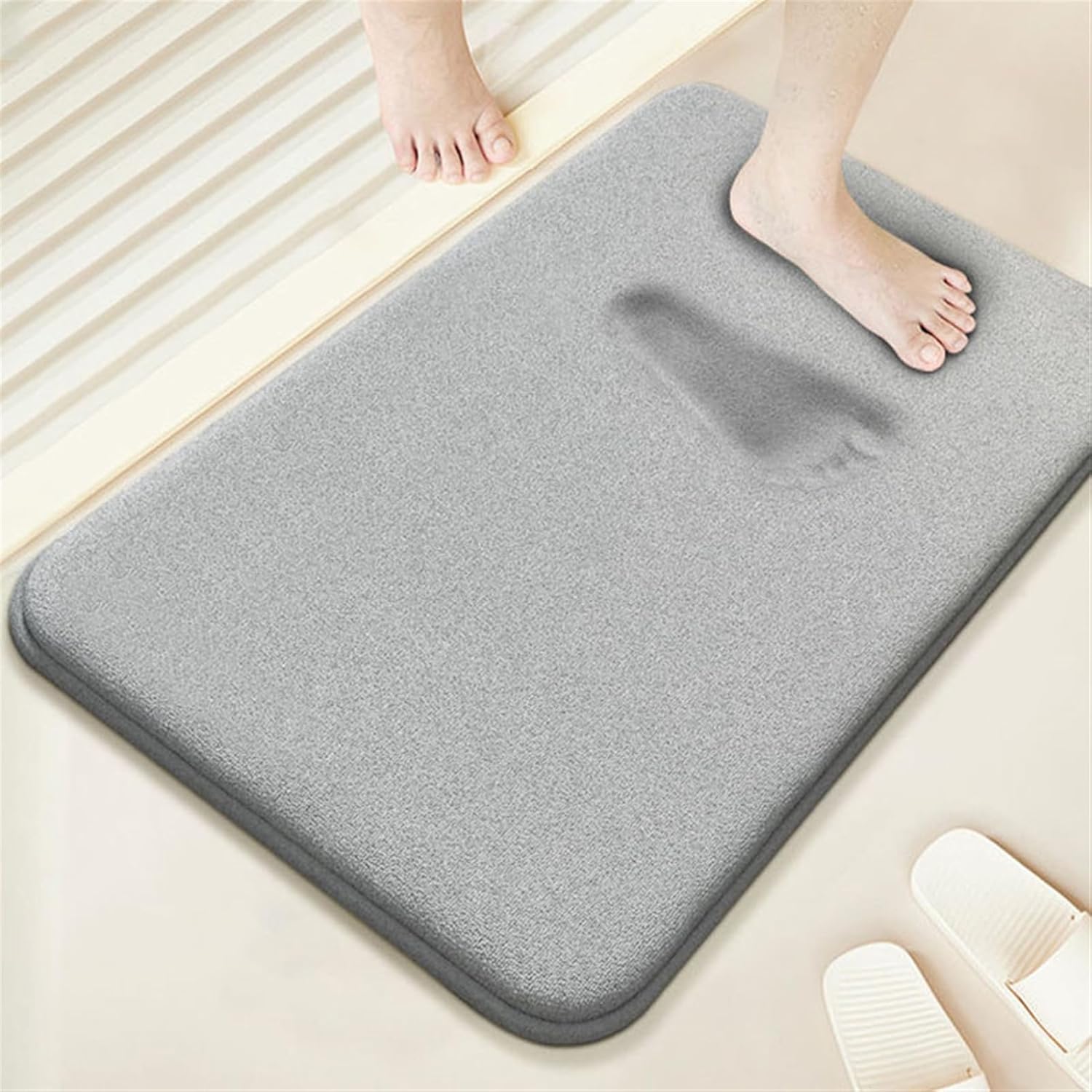 Insun Memory Foam Bath Runner Absorbent Non-Slip Grey 16x24