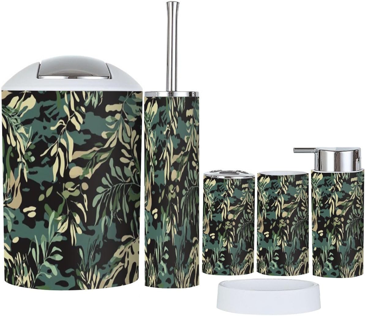 Boho Camouflage Bathroom Accessory Set 6 Piece