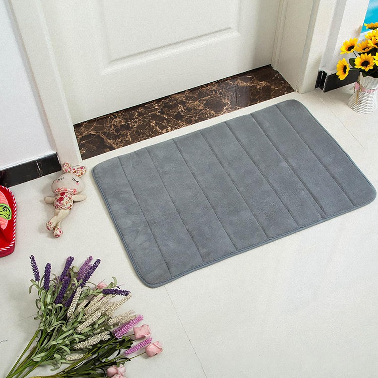 Memory Foam Bath Mat with Velvet Feel Grey