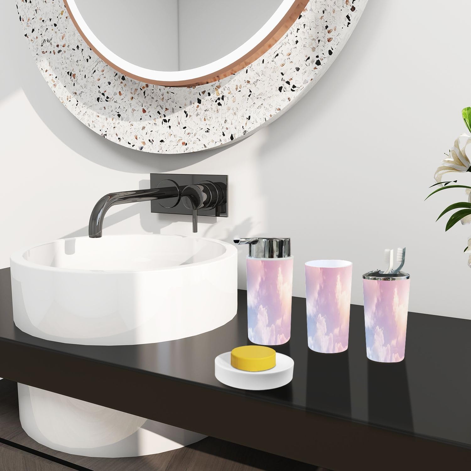 Boho Pastel Sky Bathroom Accessory Set 6 Piece
