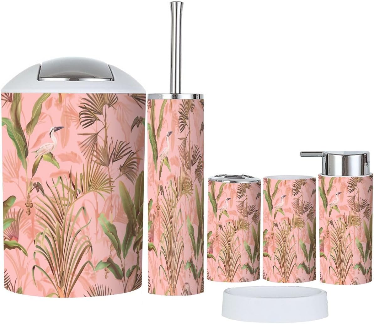 Boho Hawaiian Bathroom Accessory Set 6 Piece