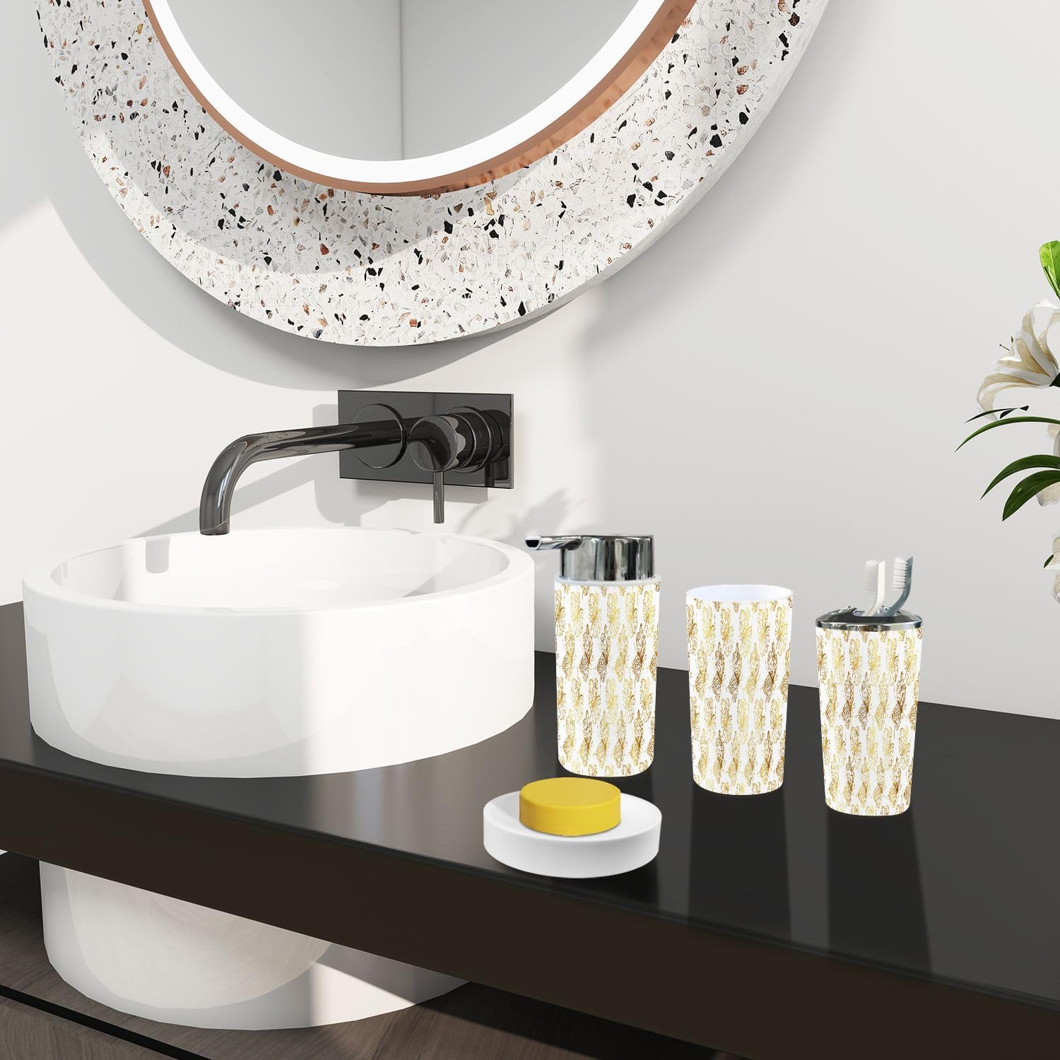Boho Butterfly Bathroom Accessory Set 6 Piece 1