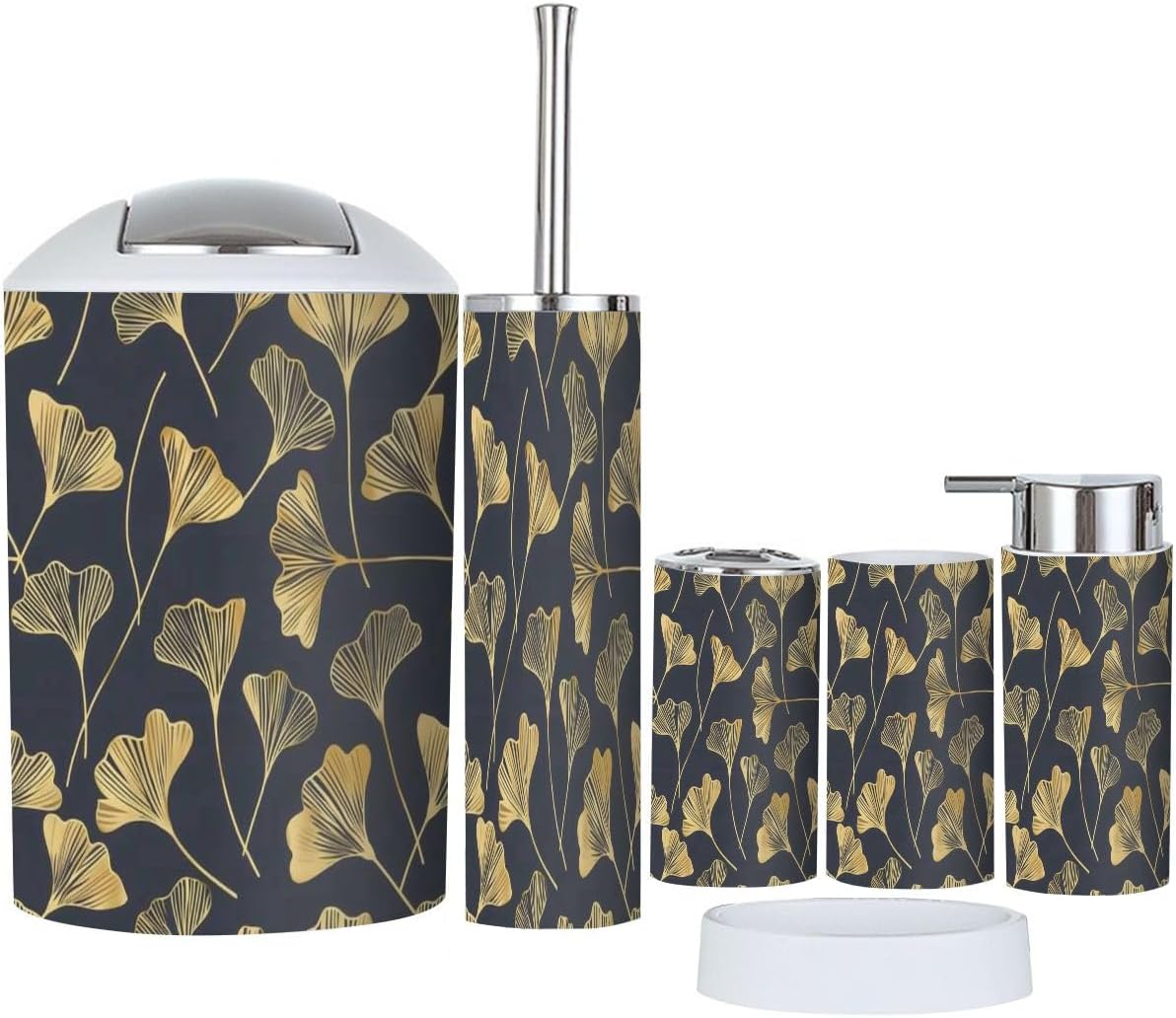 Boho Floral Bathroom Accessories Set 6 Piece