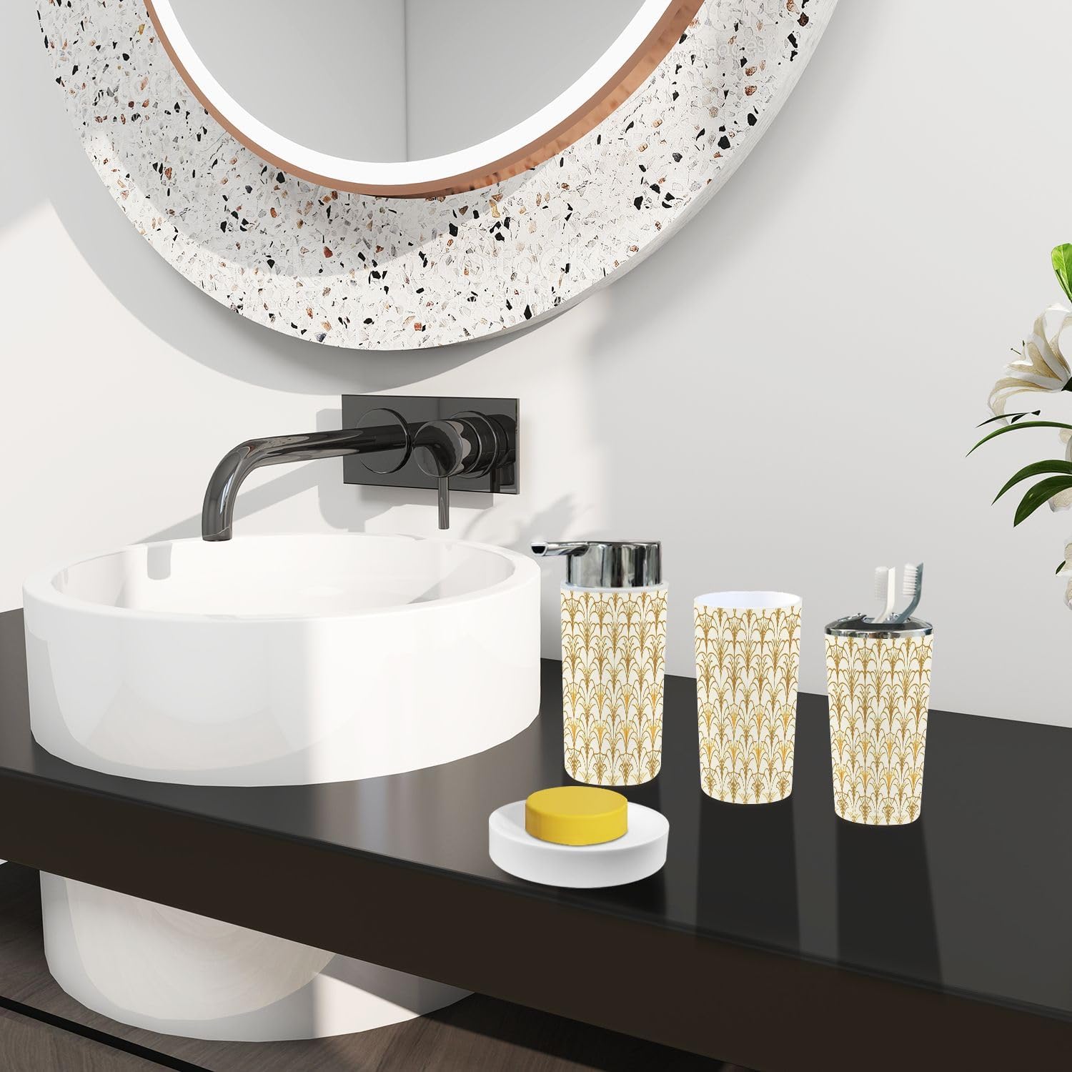 TRANQDEHOM 6 Piece Boho Bathroom Accessories Set