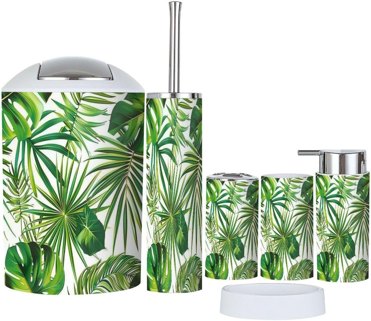 Boho Tropical Bathroom Accessory Set 6 Piece 1