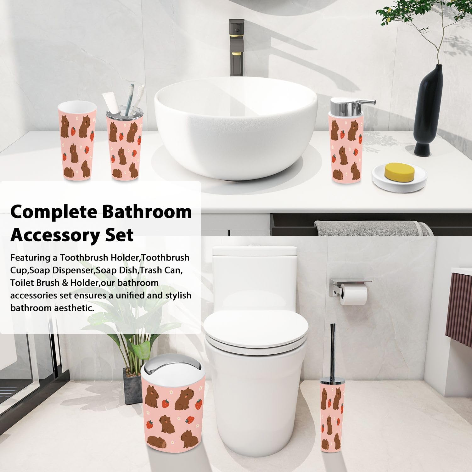 Boho Style Bathroom Accessories Set 6 Piece
