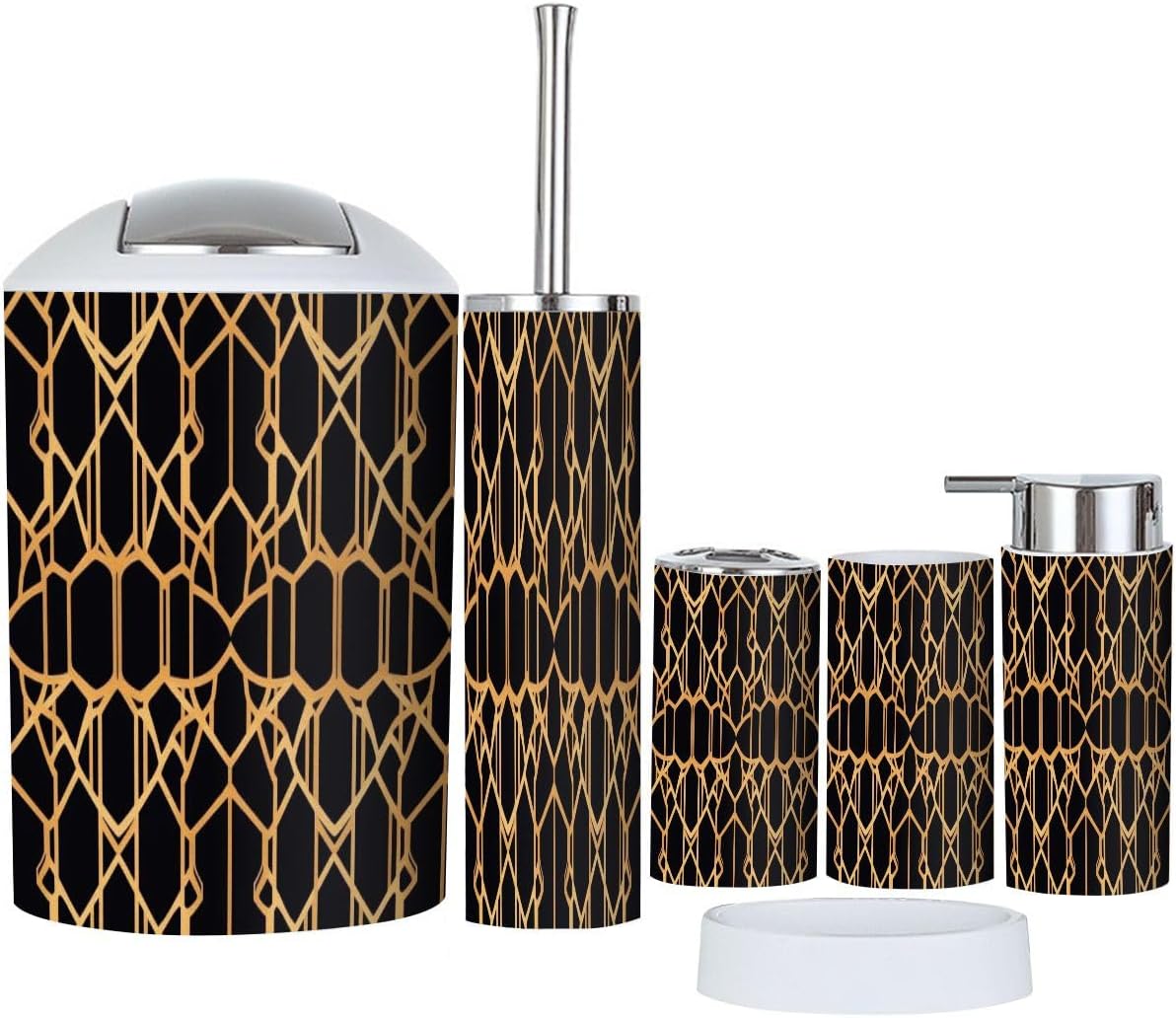 Boho Geometric Bathroom Accessory Set 6 Piece 1
