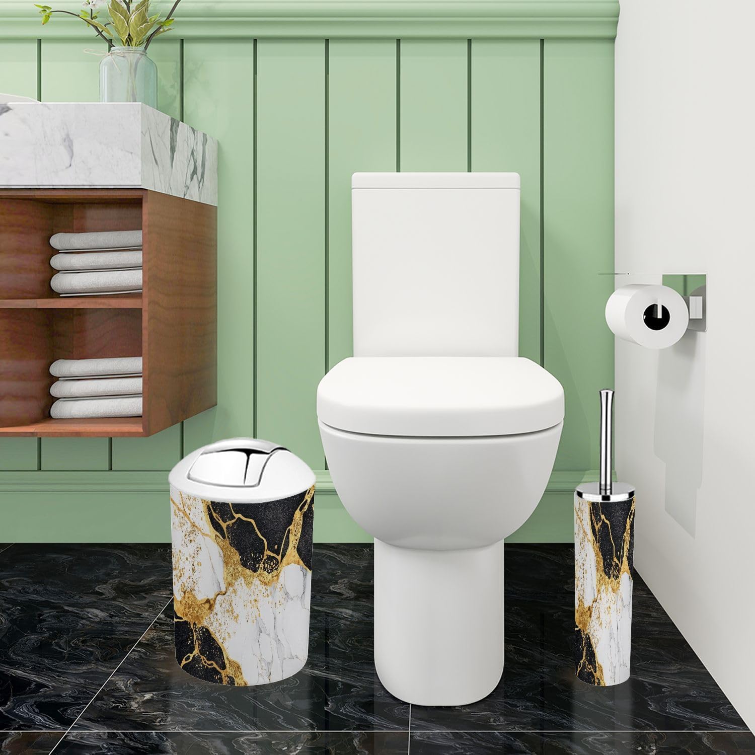 Boho Abstract Marble Bathroom Accessories Set 6 Piece