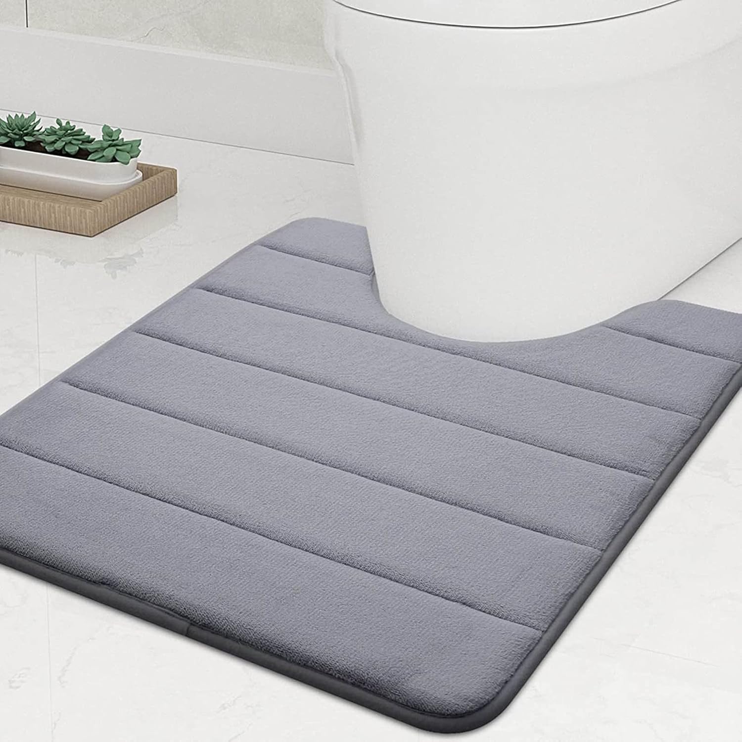 U-Shaped Memory Foam Toilet Bath Mat 24 X 20 Inches Black