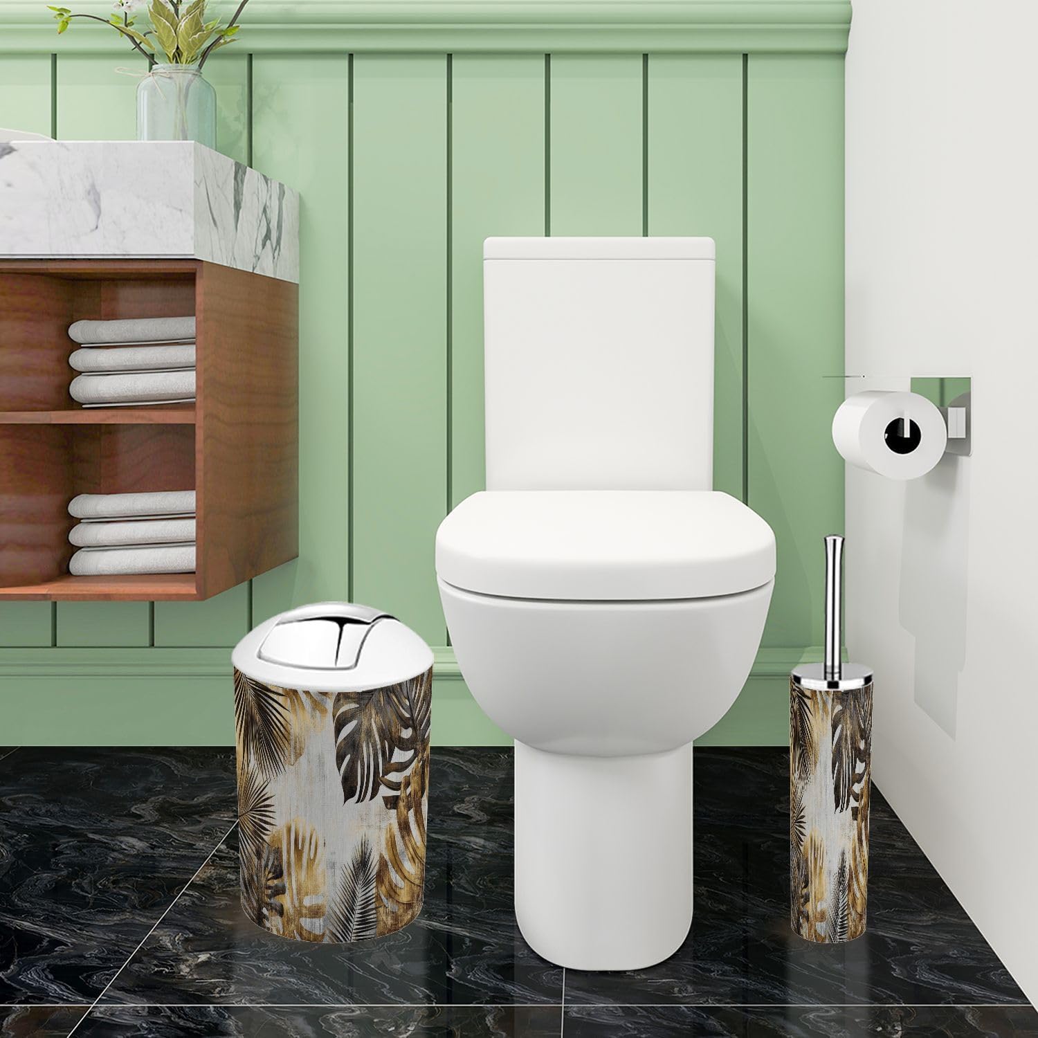 Boho Abstract Tropical Art Bathroom Accessory Set 6 Piece