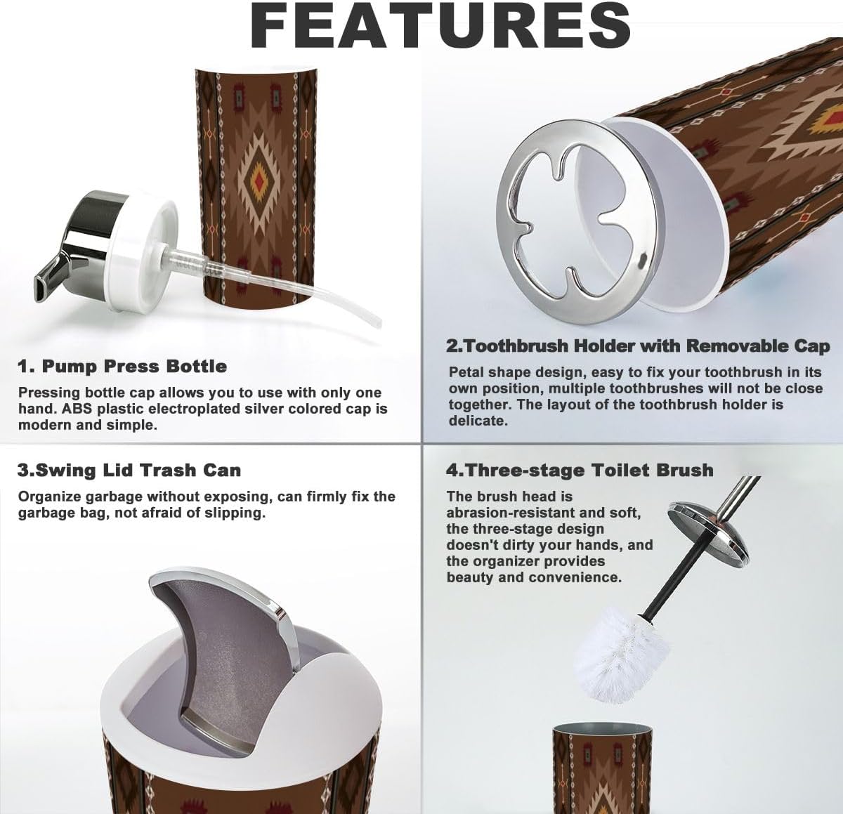 Navajo Tribal Bathroom Accessory Set 6 Piece