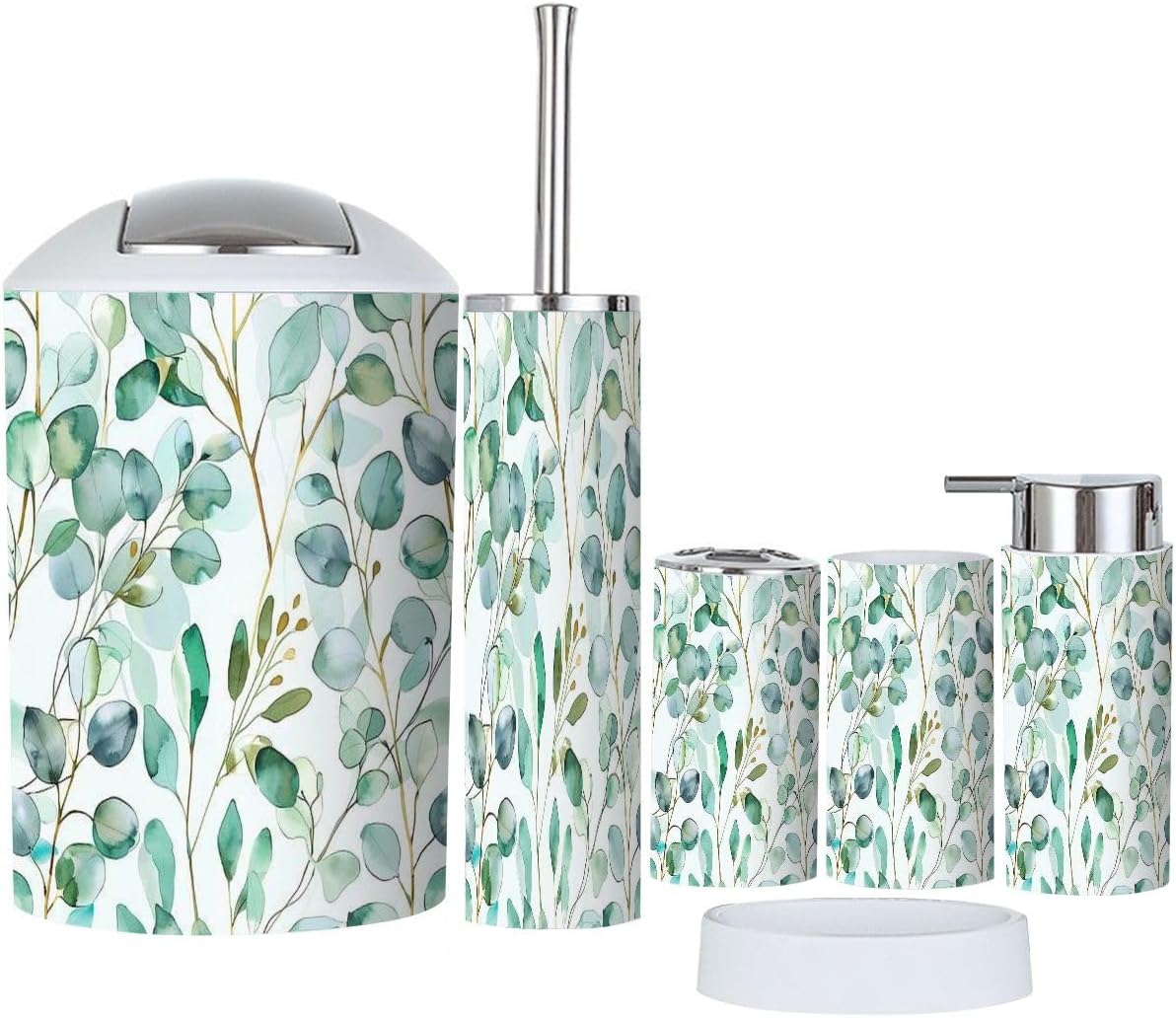 Boho Watercolor Bathroom Accessory Set 6 Piece
