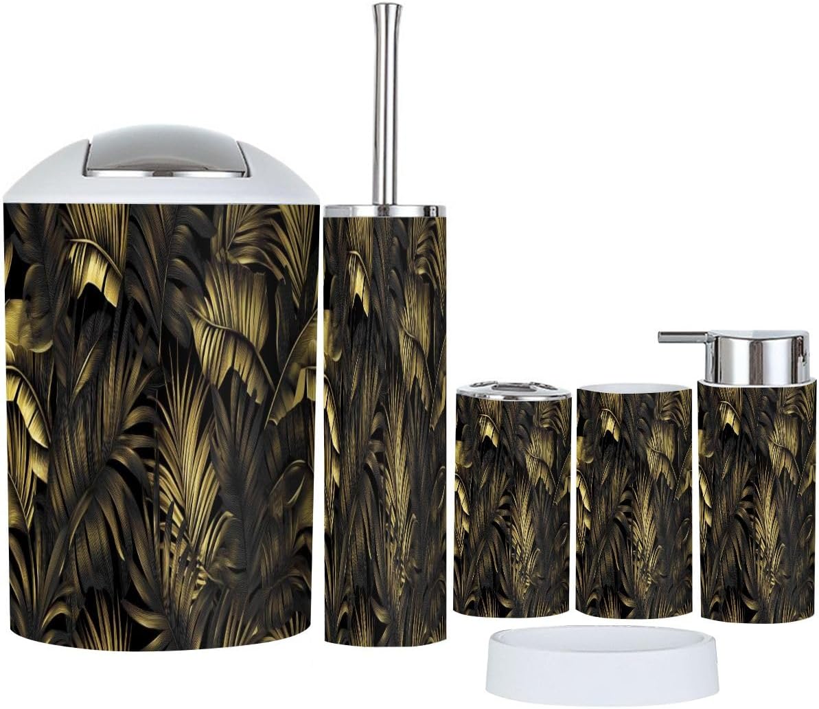 TRANQDEHOM 6-Piece Boho Tropical Bathroom Accessory Set