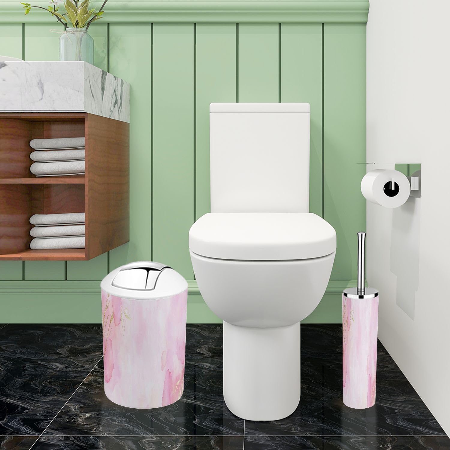 Boho Blush Pink Bathroom Accessories Set 6 Piece 1