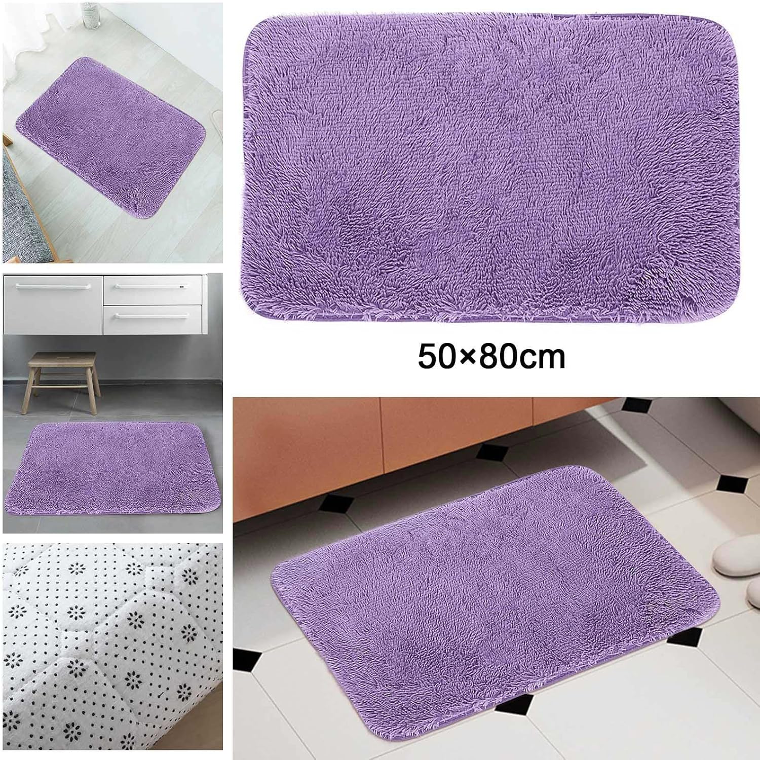 Soft Plush Bath Mat with Non-Slip Base and Quick Dry