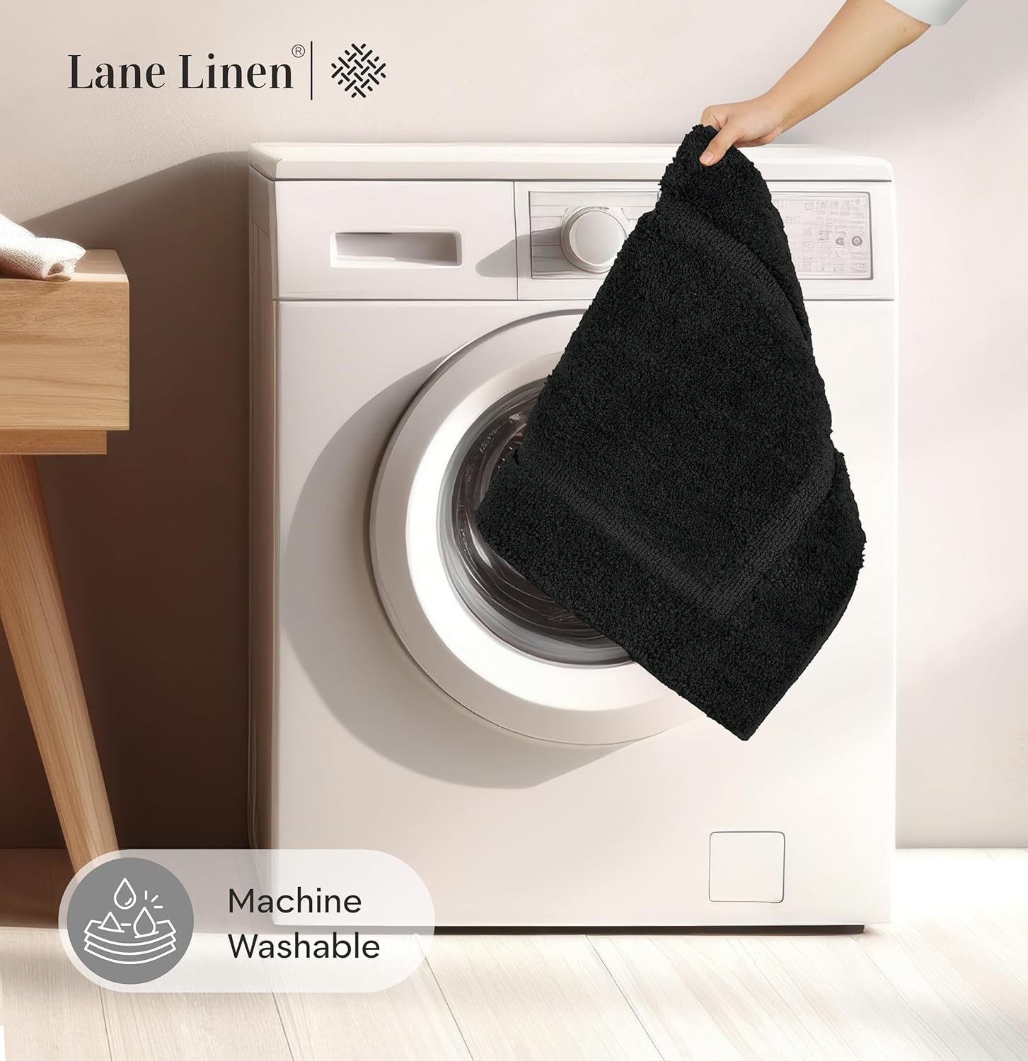 LANE LINEN 20 x 32 Non Slip Bath Mat - Black